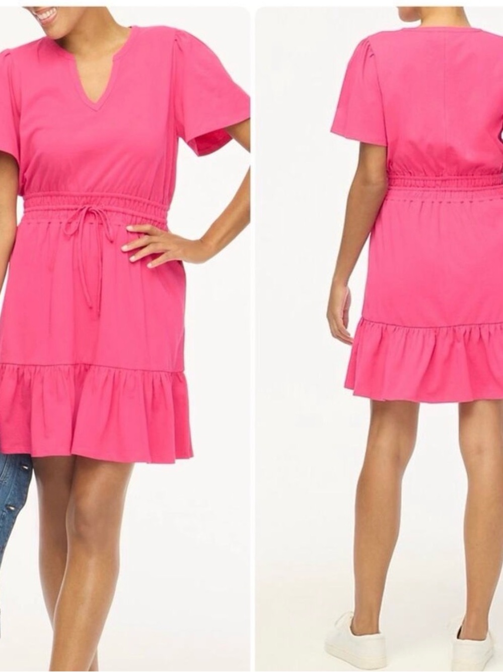 J.Crew Knit Tie-waist Mini Dress Fuchsia Pink